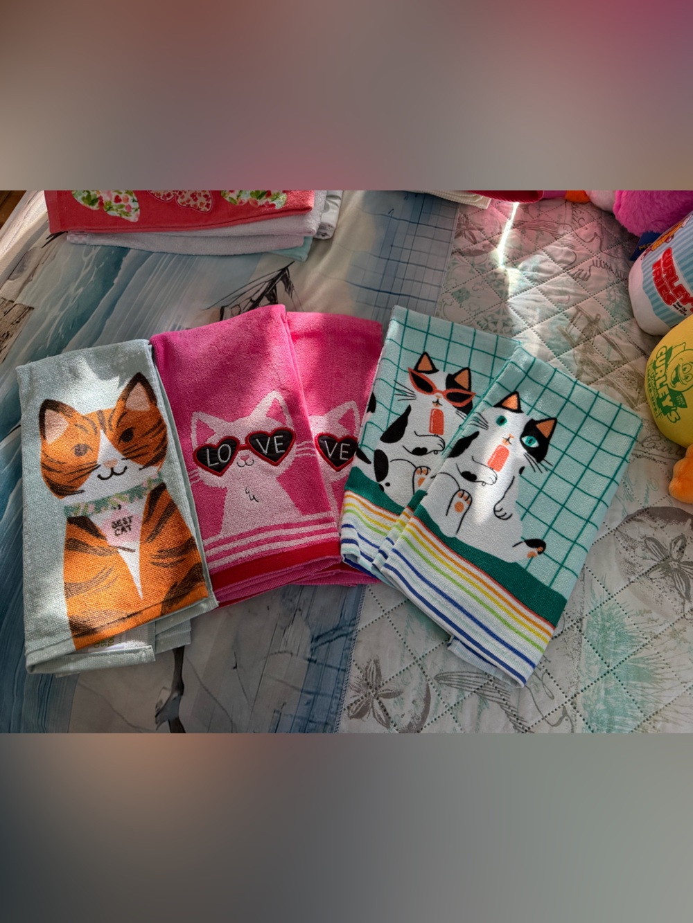 Set of 5 Cat Seasonal Hand Towels